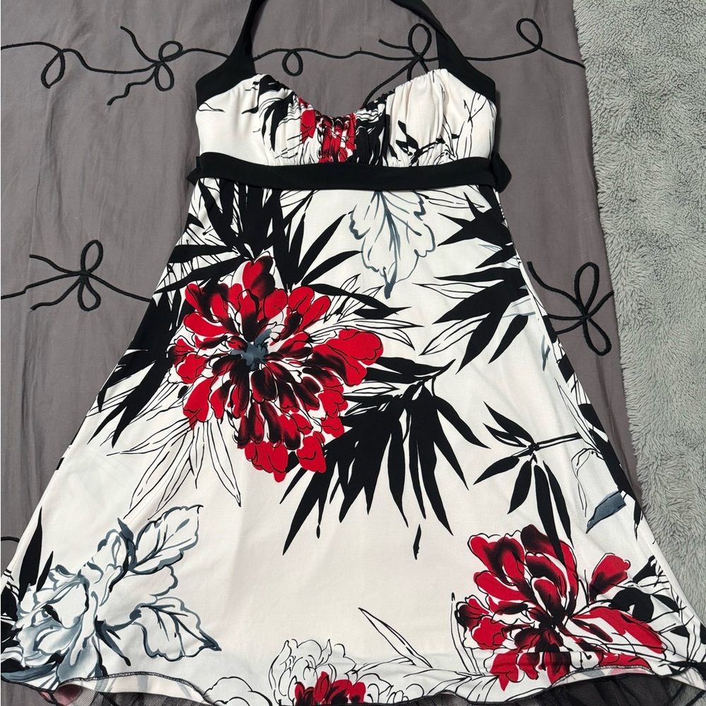 Speechless floral print halter dress with black trim